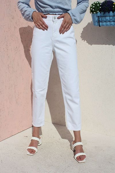 Geppetto Penolope Women - Jean alb Mom Fit