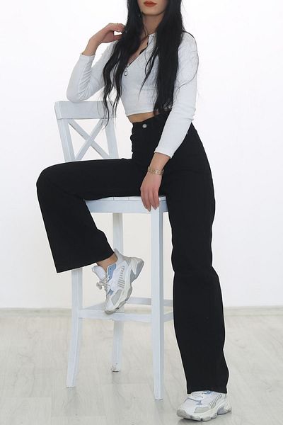 Geppetto Blugi de damă cu talie înaltă cu picioare largi - Pantaloni Palazzo negri Blugi - 8595.1572