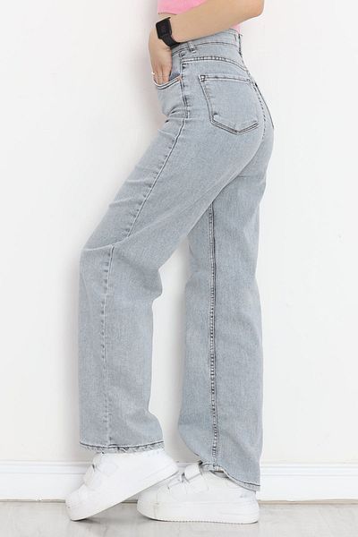 Geppetto Blugi largi cu buzunar din lycra cu talie înaltă - Pantaloni Palazzo din denim albastru pentru femei 18695