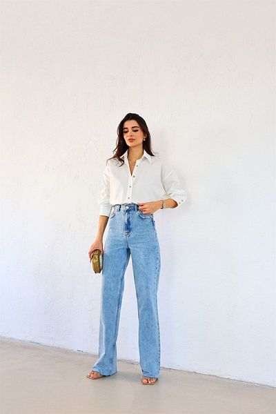 Geppetto Geanta de dama Penolope - Pantaloni de jeans cu croiala Palazzo
