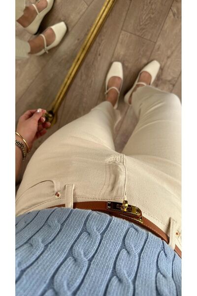 Geppetto Penolope Women's - Ecru Momfit Lycra Jean