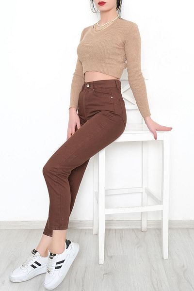 Geppetto Penolope Brown Mom Jeans - Γυναικεία Φλάντζα 2411.392