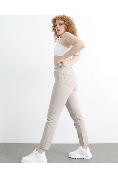 Geppetto Penolope Women - Κρεμ Χρώμα Mom Fit Jean Παντελόνι