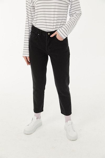 Geppetto Penolope Black Talie Înaltă Femei Mom Jean