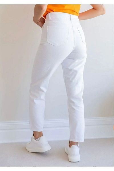Geppetto Penolope Premium White Mom Jeans - Ψηλόμεσο, ελαστικό Lycra, δεν εμφανίζει εσώρουχα 2024 Γυναικεία τζιν