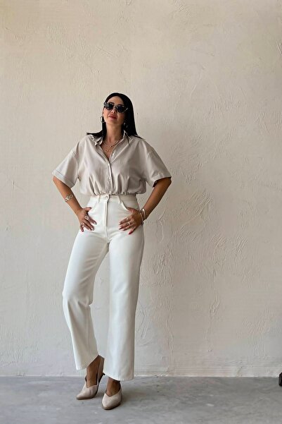 Geppetto Penolope Women's - Ecru Color Jean Trousers