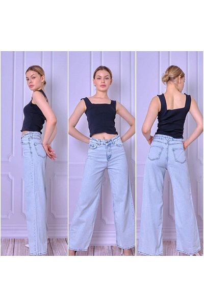 Geppetto Blugi de damă Ice Blue Penolope - Blugi cu picioare largi