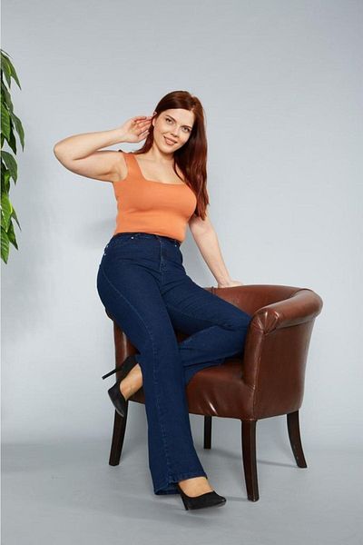 Geppetto Penolope Femei Femei Albastru închis Pantaloni evazați Denim Jeans