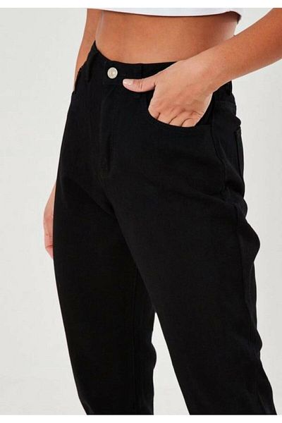 Geppetto Penolope Leo Zero Women's Slim Fit Black Mom Jean Trousers