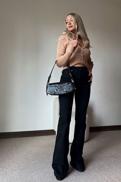 Geppetto Pantaloni de damă Penolope, negri, cu talie înaltă, lycra, negru, spaniol