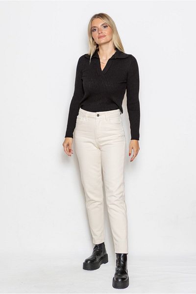 Geppetto Penolope Women - Ψηλόμεση Κρέμα Mom Jean