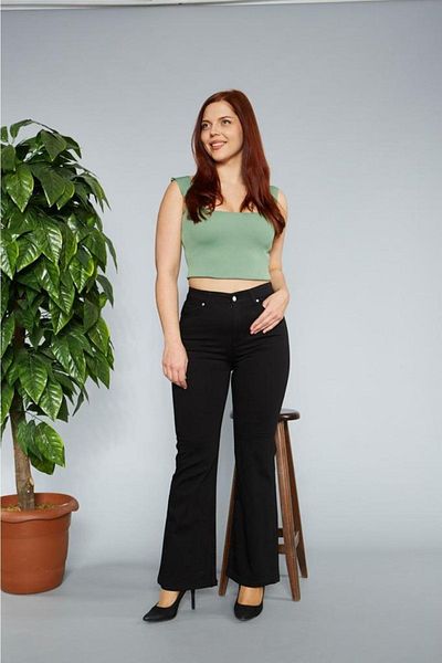 Geppetto Penolope Women's Women's Black Flared Leg High Waist Denim Pants Jeans