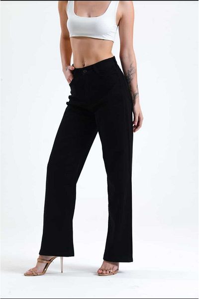 Geppetto Penolope Viana Women's Black Jeans Palazzo Trousers - High A.c.a.i.p No Fade