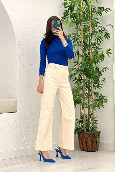 Geppetto Blugi de damă Penolope bej cu picioare largi 2658