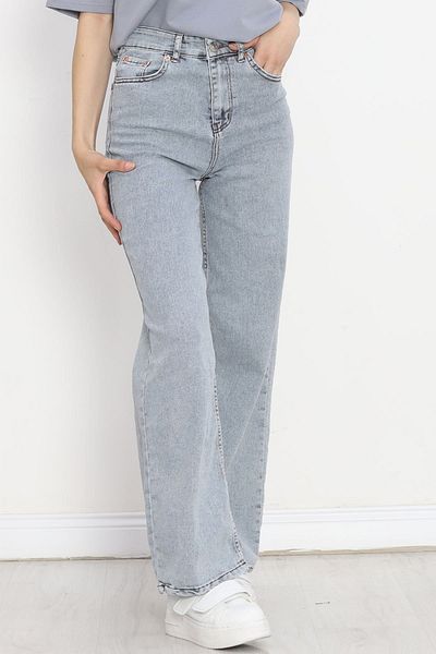 Geppetto Blugi largi cu buzunar din lycra cu talie înaltă - Pantaloni Palazzo din denim albastru pentru femei 18695