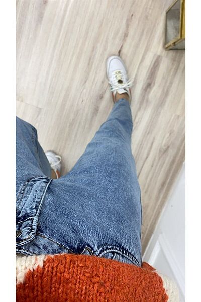 Geppetto Penolope Femei - Blugi Mom Jeans cu talie înaltă, flexibili, albaștri