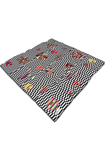 Cacharel Μπλε Μεταξωτό Φουλάρι Τίβιλ με Μικτό Σχέδιο 8711313-921-30964