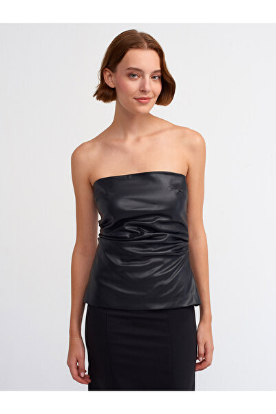 Dilvin 50245 Στράπλες Τεχνητό δέρμα Μπάλα-Μαύρο