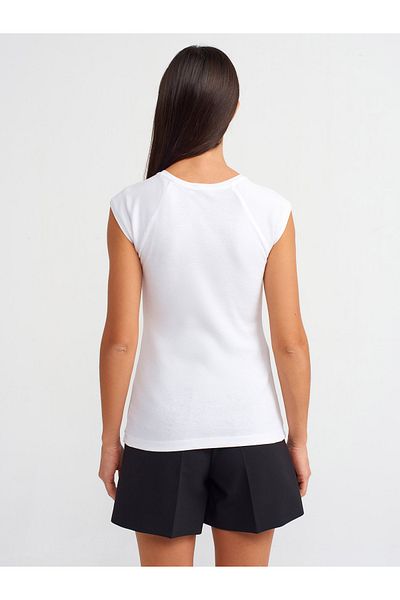 Dilvin 30811 Crew Neck White T-shirt