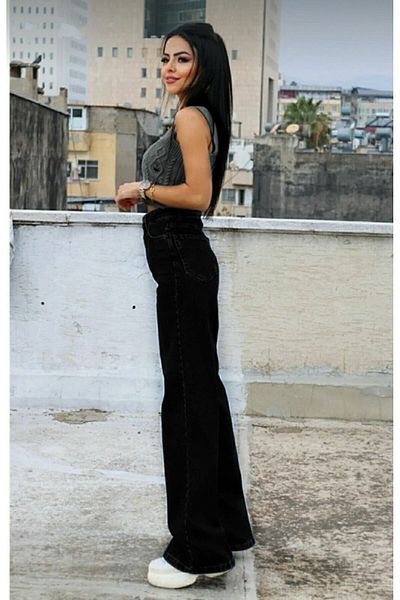 Geppetto Penolope Women's Black High Waist Palazzo Trousers (1 Size Big You Get) Jean