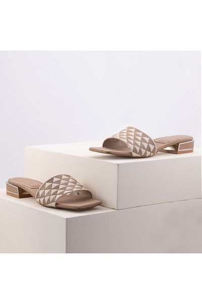 RUXENE Simon Open Square Toe 2cm Heeled Slippers
