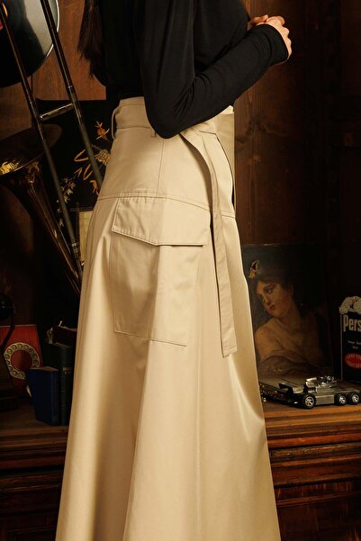 Hooopstore ASYMMETRIC LIMITED SKIRT - BEIGE