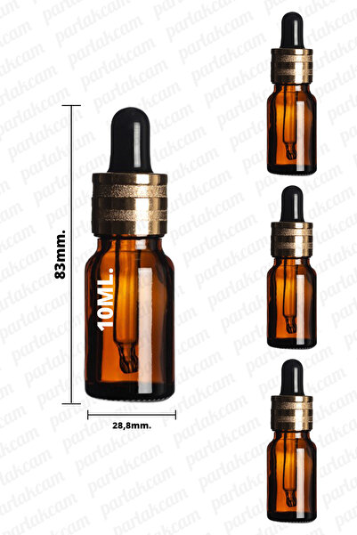 parlakcam 3 Adet 10ml Modern Damlalıklı Amber Cam Şişe 10cc Cam Çubuklu Küçük...