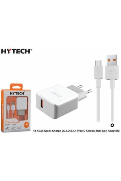 Hytech Hy-xe35 Quick Charge Qc3.0 2.4a Type-c Kablolu Beyaz/gri Hızlı Şarj Ad...
