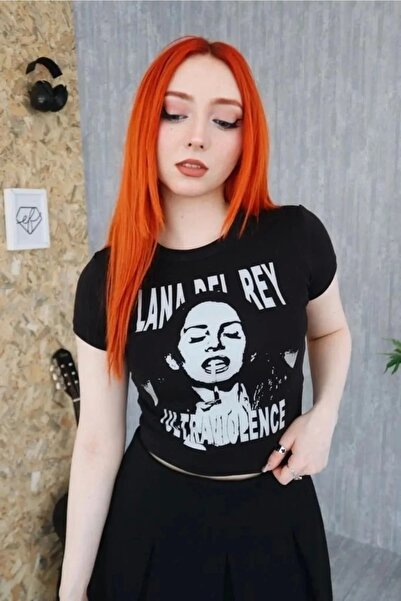 weywot بلوزة قصيرة مطبوعة باللون الأسود بنمط قوطي من Lana Del Rey Harajuku