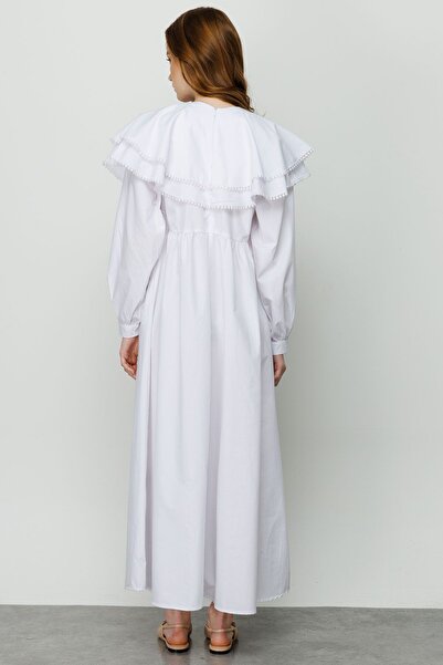 Hooopstore Φόρεμα με λεπτομέρεια με κορδέλα με στάμπα - Λευκό