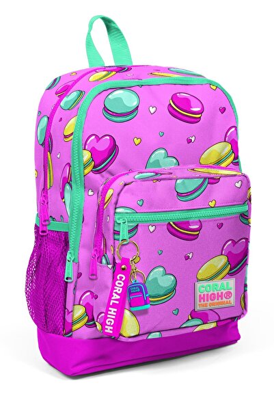 Coral High Geantă de școală pentru copii cu model Macarons - 23462