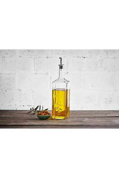 Paşabahçe Transparent Homemade Oil and Vinegar Bowl with Metal Stopper - 1 Liter