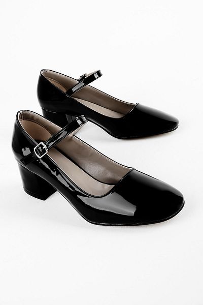 Lal Shoes & Bags Patent Leather Black Women's Heeled Shoes - Manila Single Strap