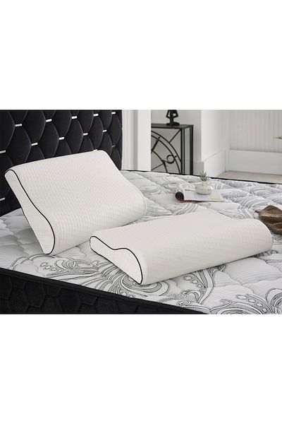 BEST EV TEKSTİLİ Orthopedic High Neck Pillow - Visco with Double Neck Support 60x40x11-13