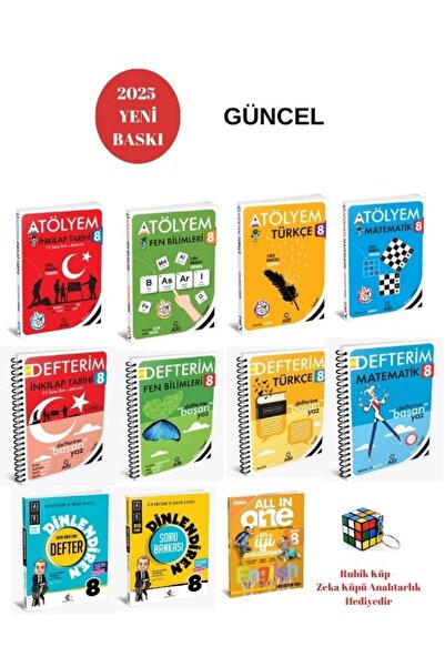 Arı Yayıncılık ARI YAYINCILIK 2025 Basım 8.Sınıf Tüm Dersler Atölyem-Defterim set+İngilizce(11KİTAP)+Anahtarlık