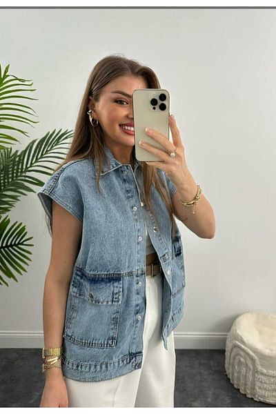 VESS MODA سترة جينز فضفاضة ذات جودة فاخرة