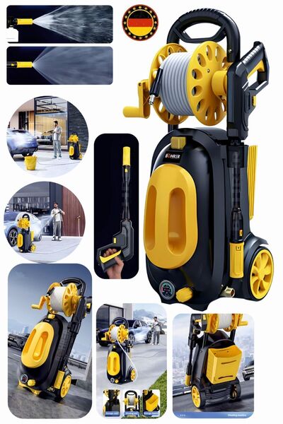 BÖHRER Alman 4000w 180 Bar Yüksek Basınçlı Taşınabilir Araba Yıkama Pompası Su Tabancası Köpük Motoru