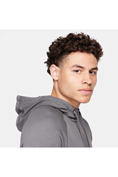 Nike Dri Fit Hoodie Pullover Erkek gri kapüşonlu  spor  Sweatshirt fn3285