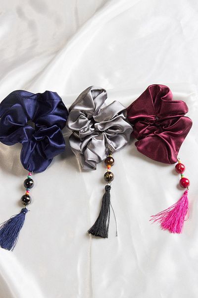 Modex Triple Satin Elastic Beaded Hair Clip