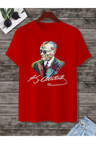 Rex Darius Gazi Mustafa Kemal Atatürk Portrait Printed T-Shirt Unisex Black T-Shirt