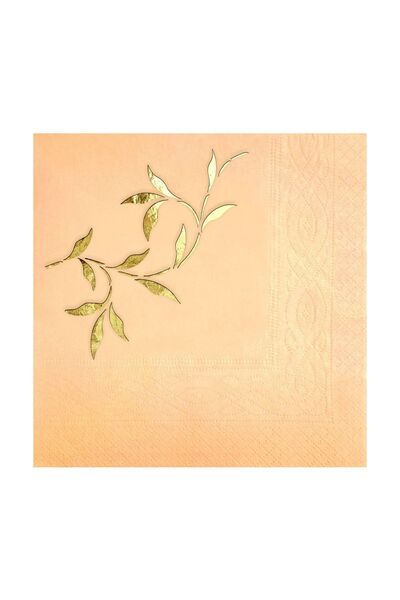 Story 33x33 سم بيج مسحوق ملون - 16 قطعة مناديل ورقية منقوشة بأوراق الذهب