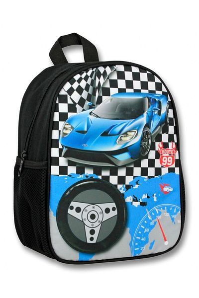 ÜMİT ÇANTA Cennec Black Navy Blue Race Car Boys' Kindergarten School Backpack