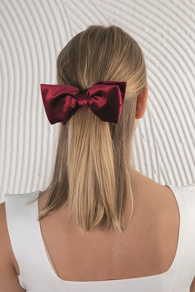 Modex Burgundy Bow Automatic Hair Clip