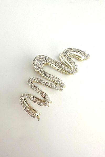 Modex Gold Color Double Sided Stoned Latch Buckle 10cm