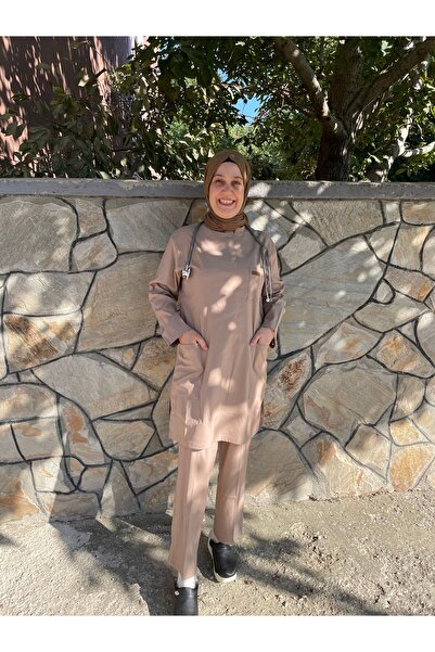 haceryılmaz BEJ soft likralı Tesettür üniforması scrubs