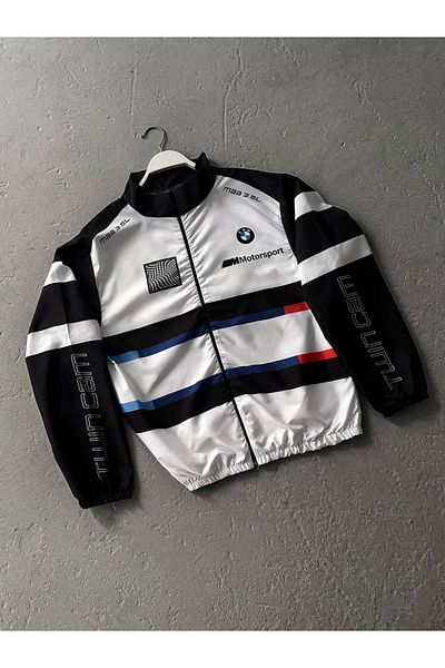 memetti m şekil Bmw //mRetroBlackOversizeRaincoat - Parachute Fabric, Digital Printed and Windbreaker Detail