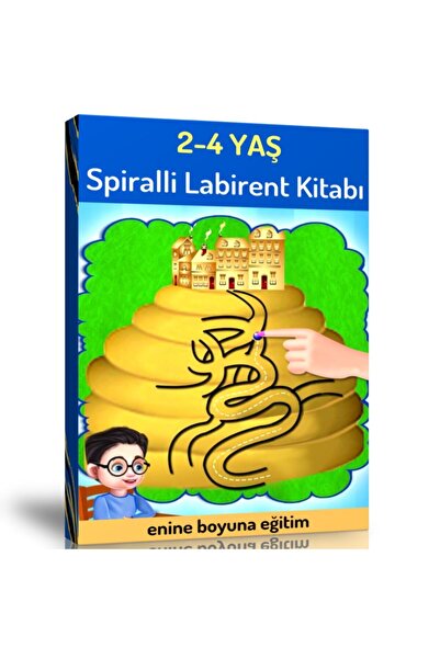 Enine Boyuna Eğitim Preschool 2-4 Years Maze Book (Spiral Book)