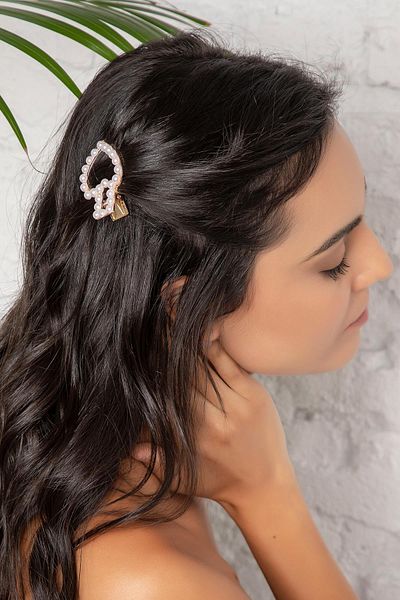 Modex Metal Heart Hair Clip with Pearls (5cm)