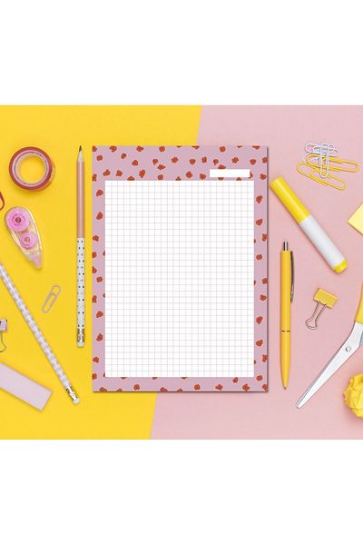 Pine Note Checkered Pink Patterned Planner/To Do List/Notebook/Notepad/Memopad A5