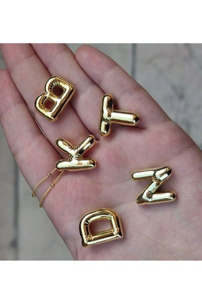Generic Brand Three Dimensional Steel Y Letter Balloon Gold Color Necklace